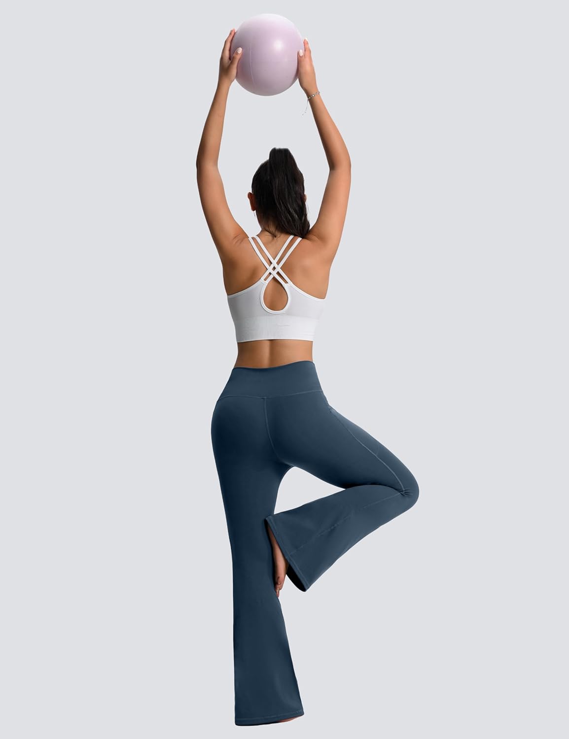 MathCat Women's Flare Yoga Pants Bootcut with Pockets, High Waisted V Crossover Workout Leggings for Yoga, Gym, Lounge - Image 7