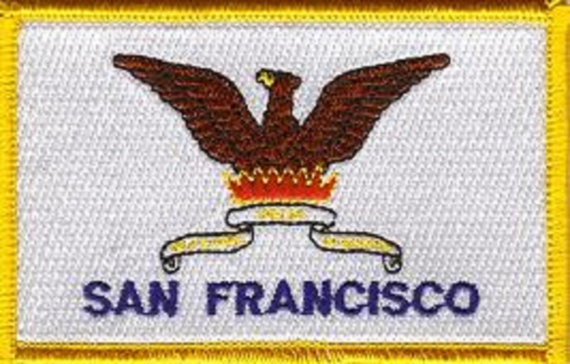 San Francisco Flag Patch, Measures 3.50" x 2.25", USA and International State Embroidered Iron On or Sew On Flag Patch Emblems 20 Patch Options Available (San Francisco)