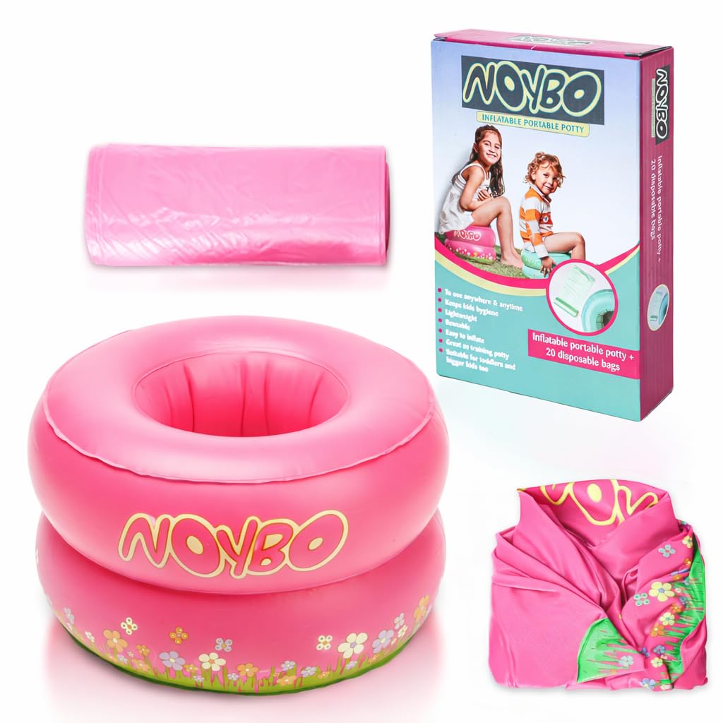 Travel Potty Seat & Training Potty for Toddlers and Kids - Lightweight, Inflatable, Foldable and Easy to Go Out (Pink)