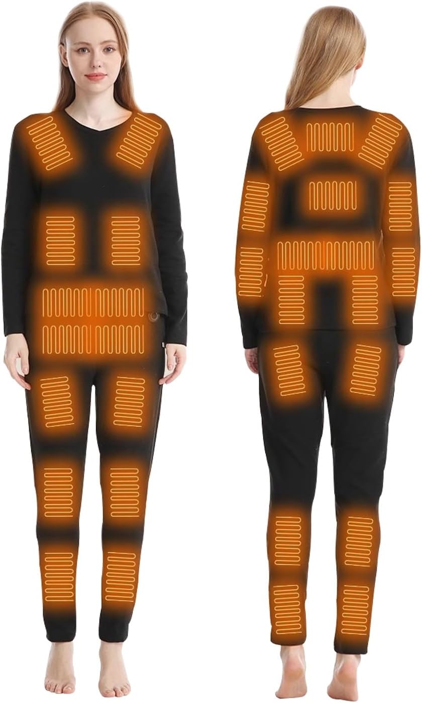 Men's Women's Thermal Underwear Sets Cotton Lined Thermal Sets App Thermal Adjustable Top Pants