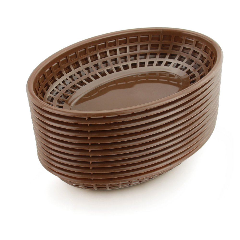 New Star Foodservice 44119 Fast Food Baskets, 9 1/4-Inch x 6-Inch Oval, Set of 36, Brown