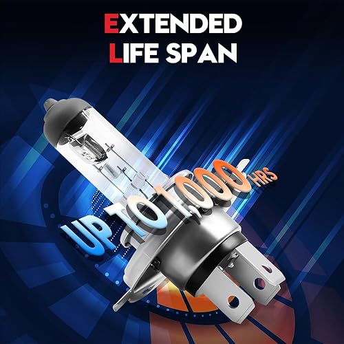 Miniatura 5 de VEHICODE H4 HB2 9003 Bombillas halógenas para faros delanteros, luz alta y baja, para motocicleta, automóvil, 12 V, 6055 W, 4300 K, blanco cálido,