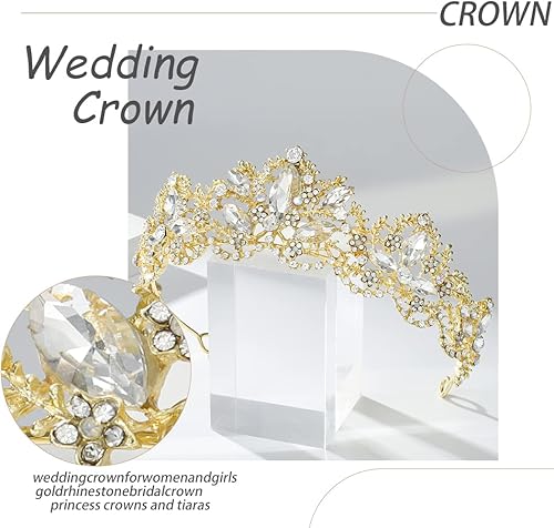 Miniatura 2 de Corona barroca de boda con diamantes de imitación, coronas y tiaras de novia de cristal, corona de graduación, accesorios para el cabello para