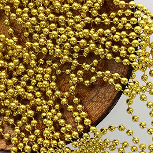 Giftexpress 33" 7Mm Metallic Gold Beaded Necklaces, Bulk Mardi Gras Party Beads Necklaces, Holiday Beaded Costume Necklace For Party (Gold, 12 Pack) #TOP2