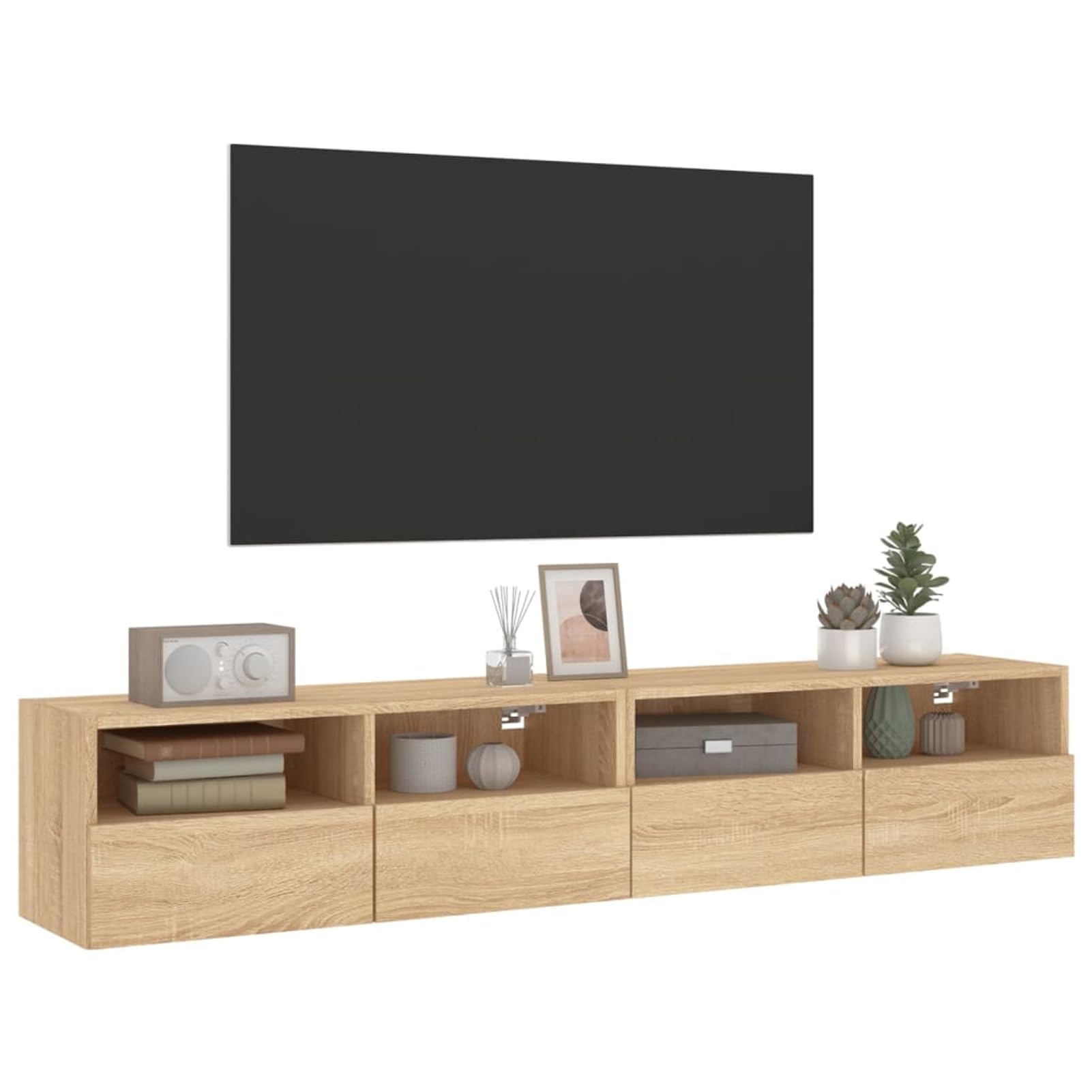 Gecheer TV-Wandschränke 2 STK. Sonoma-Eiche 80x30x30 cm Holzwerkstoff, Fernsehschrank Fernsehtisch Wohnwand Set für Wohnzimmer Home-Cinema Gamerzimmer836873