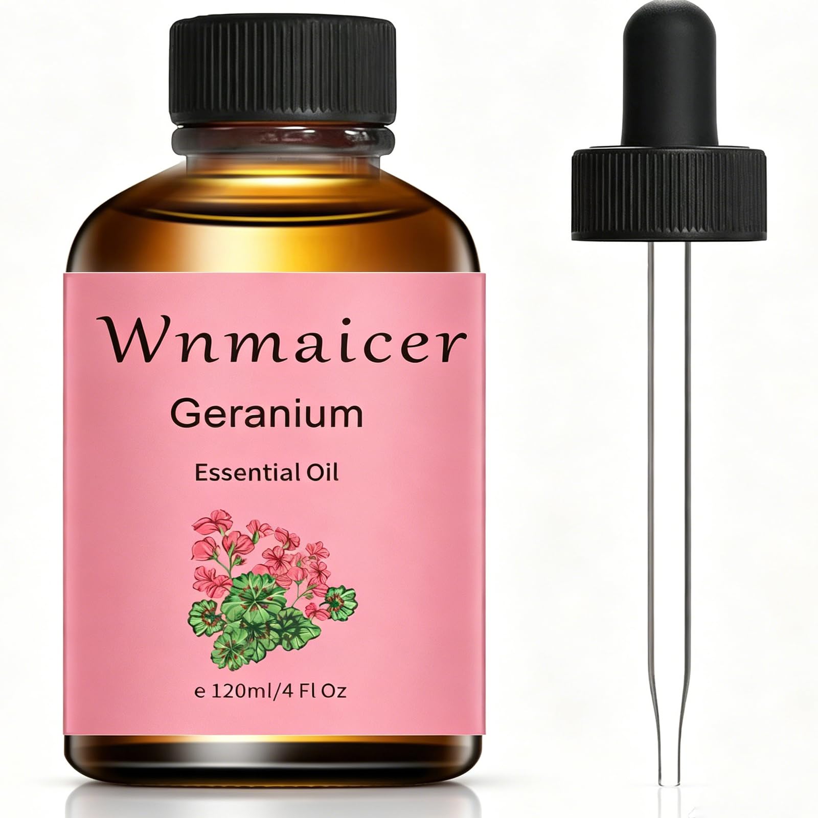 Geranium Essential Oil 4 Fl Oz - Premium Geranium Oil for Skin, Massage, Aroma, Hair & DIY 120ml
