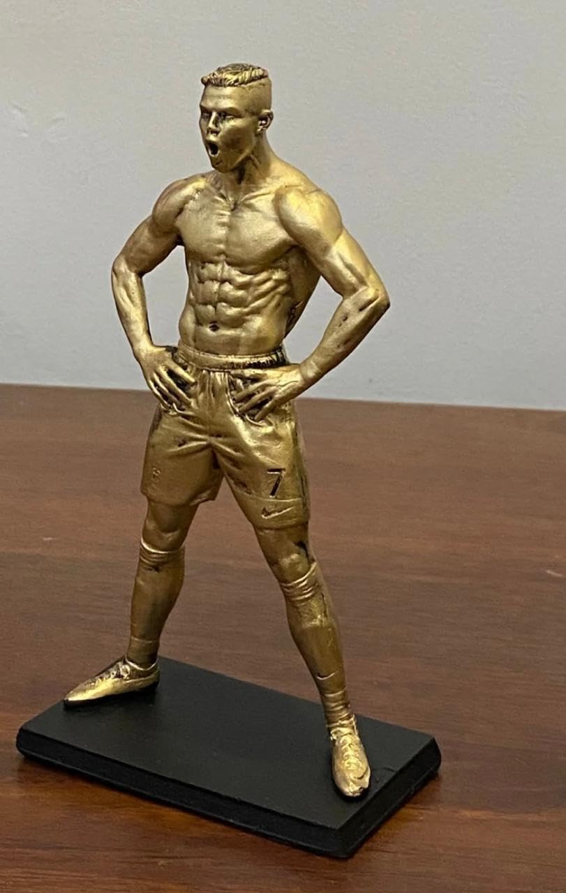 Golden CR7 Football Statue - Resin Figurine -2 Golden CR7 Football Statue - Resin Figurine -2