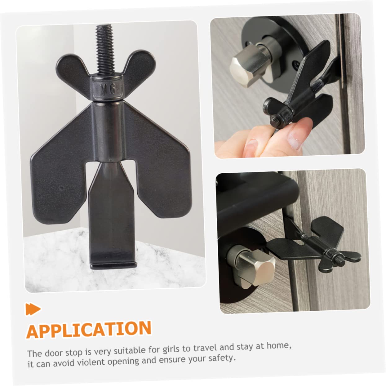 Lot De 4 Bloque-Portes Portables En Acier Inoxydable Verrou De Sécurité Pour Porte De Voyage Jolis Verrous De Porte Portables Butées De Sécurité Pour La Maison Noir