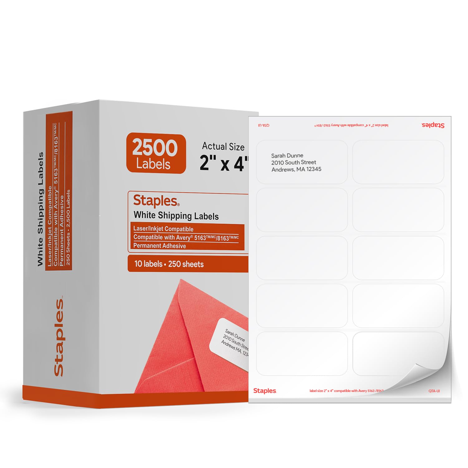 Amazon.com : Staples Laser & Inkjet Shipping Labels, 2