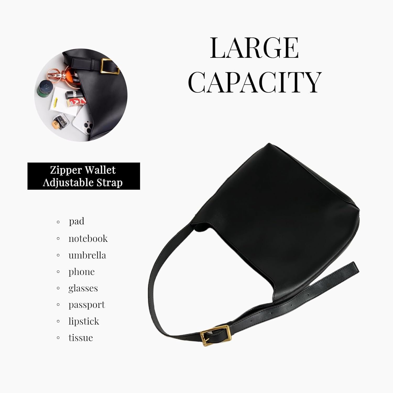 PU Leather Shoulder Bag for Women, Designger Tote Bag, Retro Large Vegan Tote Purse with Wallet - Image 7