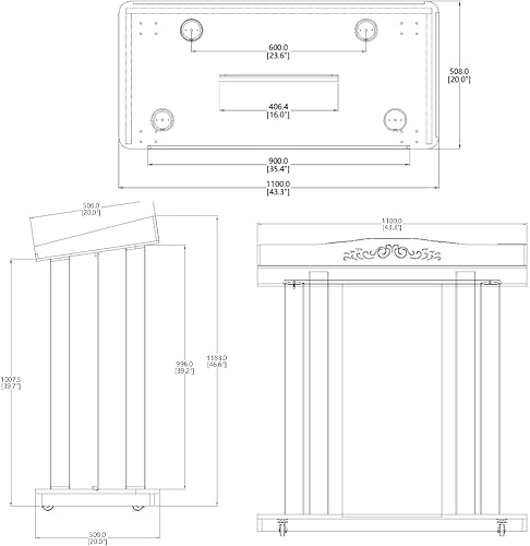 Miniatura 5 de Púlpito de iglesia con luz LED, podio acrílico y MDF con ruedas, atril de pie para el suelo, conferencia de hotel, 39.4 pulgadas de ancho x 45.7