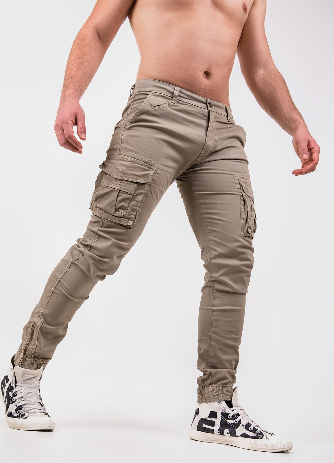 Instinct Pantaloni Cargo Uomo Pantaloni Uomo con Tasche Laterali Pantalone Uomo Tasconato Pantaloni Uomo Cargo Militari Casual Uomo Pantaloni Multi Tasca Cotone Slim Fit
