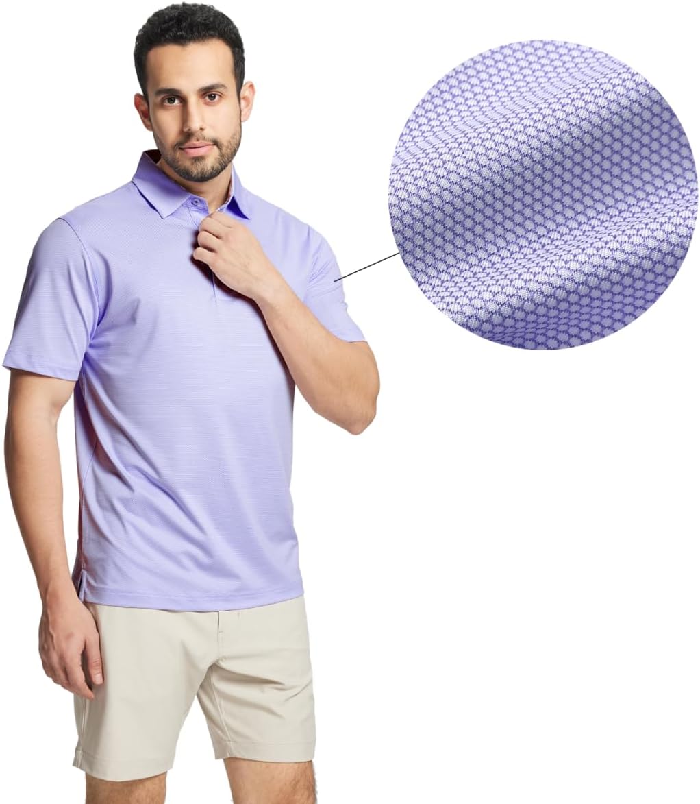 M MAELREG Golf Shirts for Men Dry fit Sports Jacquard Lightweight Performance Texture Short Sleeve Collared Polo Shirts - Image 3