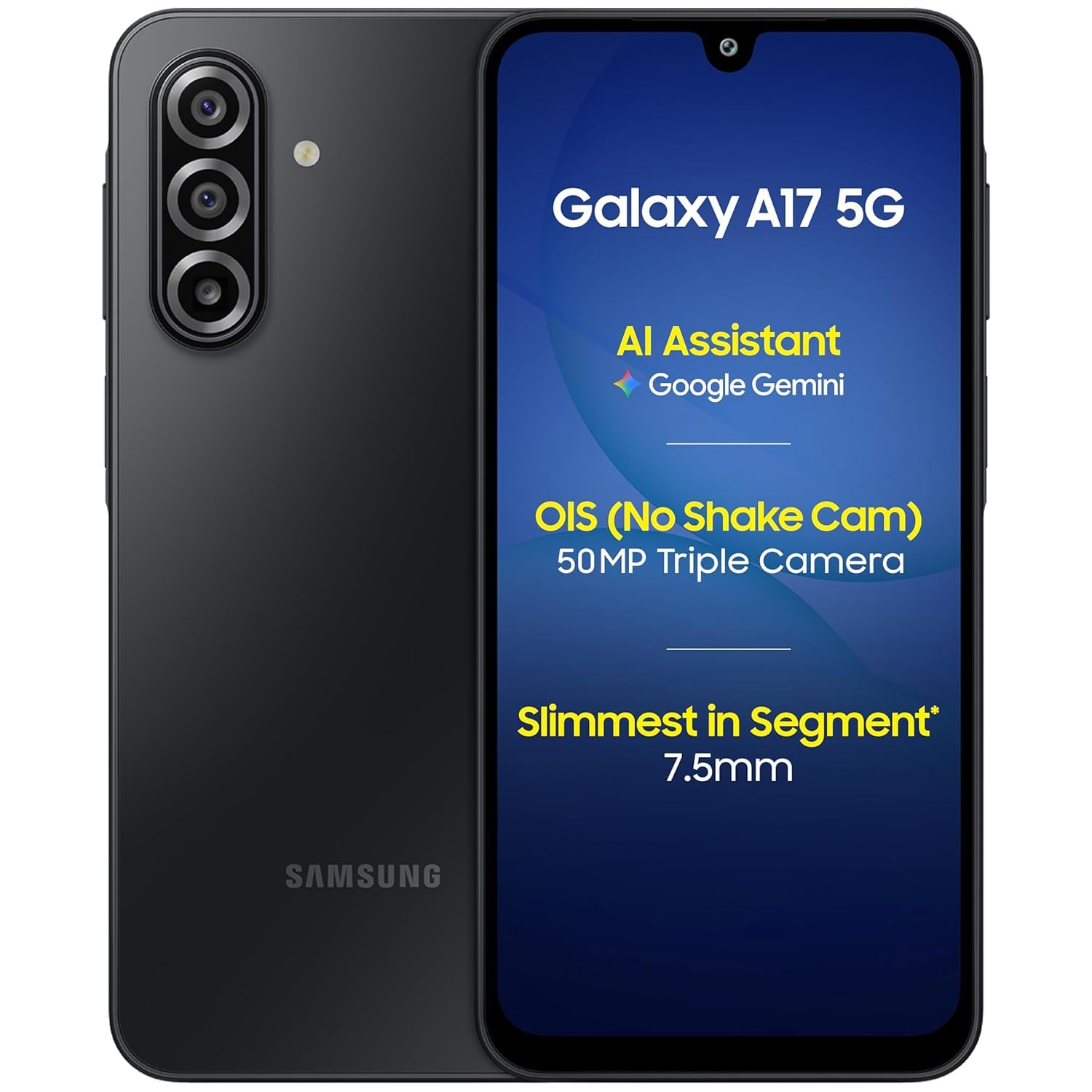 Samsung Galaxy A17 5G Ai (128GB + 4GB) Unlocked No-Warranty (Compatible with T-Mobile Mint Tello & Global) SM-A176B/DS Dual SIM / 6.7" 50MP Triple (25W Fast Charger Bundle, Black)
