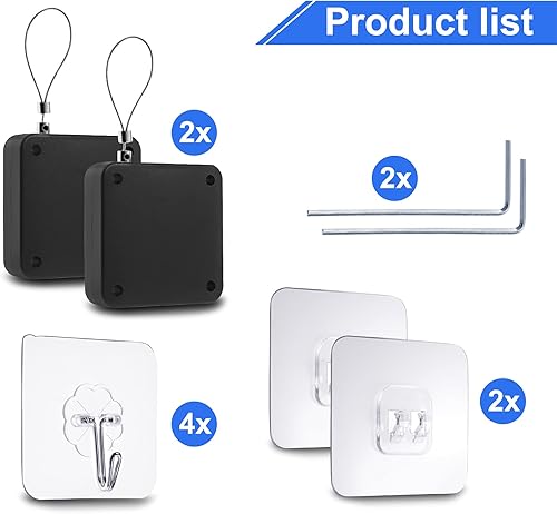 Miniatura 10 de Juego de 2 cierrapuertas con sensor automático sin perforaciones, multifuncional, con cordón, para residencial, comercial, dormitorio, habitación,