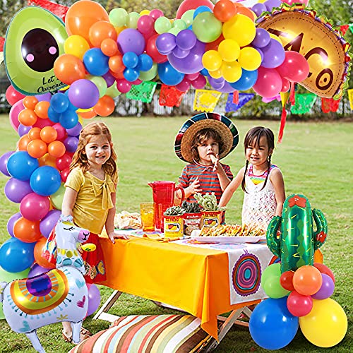 Winrayk 113Pcs Fiesta Balloon Garland Arch Kit Mexican Themed Fiesta Party Decorations With Fiesta Golden Letters Avocado Cactus Taco Alpaca Cinco De Mayo Party Decorations For Kids Adults #TOP7