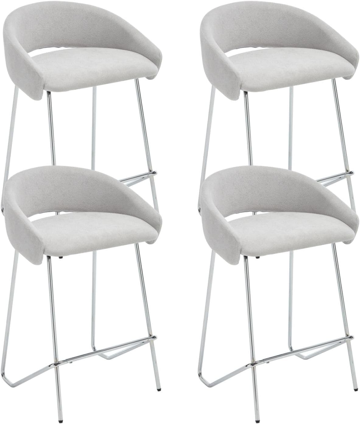 Tabouret haut pour ilot central en chenille et métal lot de 4