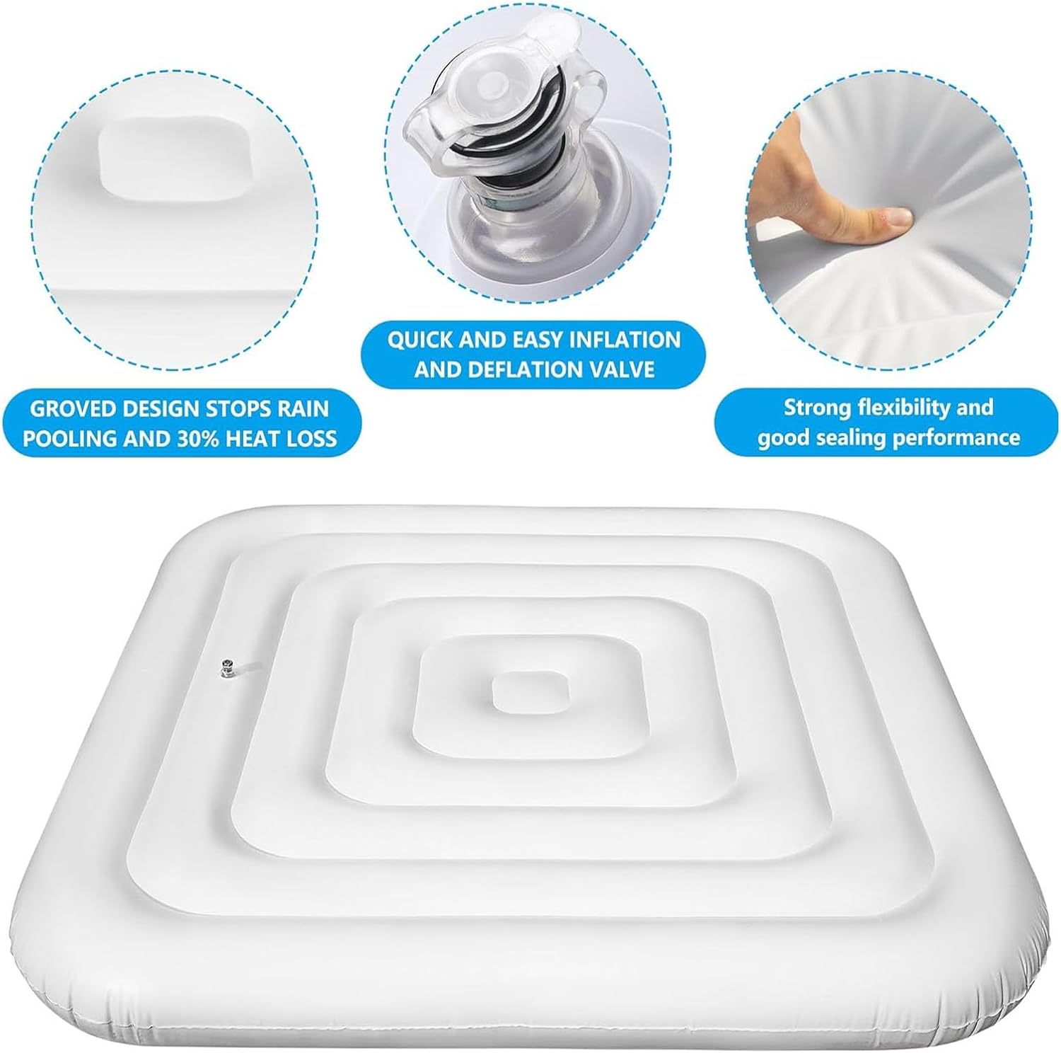 Hot Tub Cover Square Inflatable Hot Tub Covers Energy Saving Lid, Foldable Protective Rain Overflow Cover for Inflatable Outdoor Hot Tubs(Size:135cm)