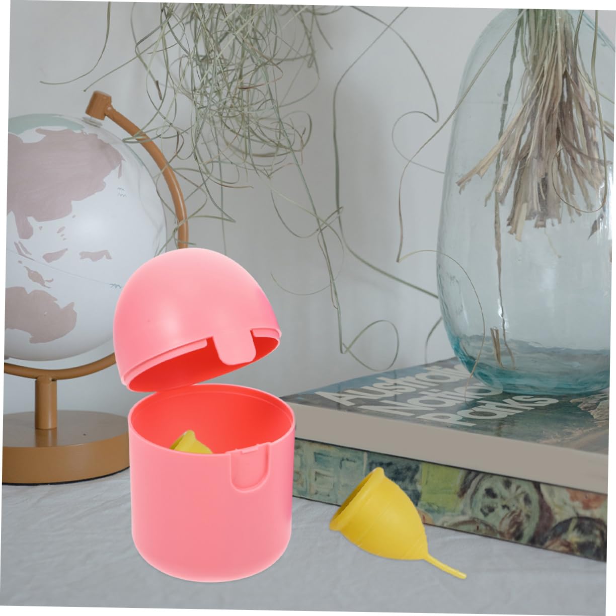 minkissy 2pcs Box Blood Cups Organic Cups Instead Sterilizings Cups Case Vapor Cleaner Personal Items Cleaner Pink Pp