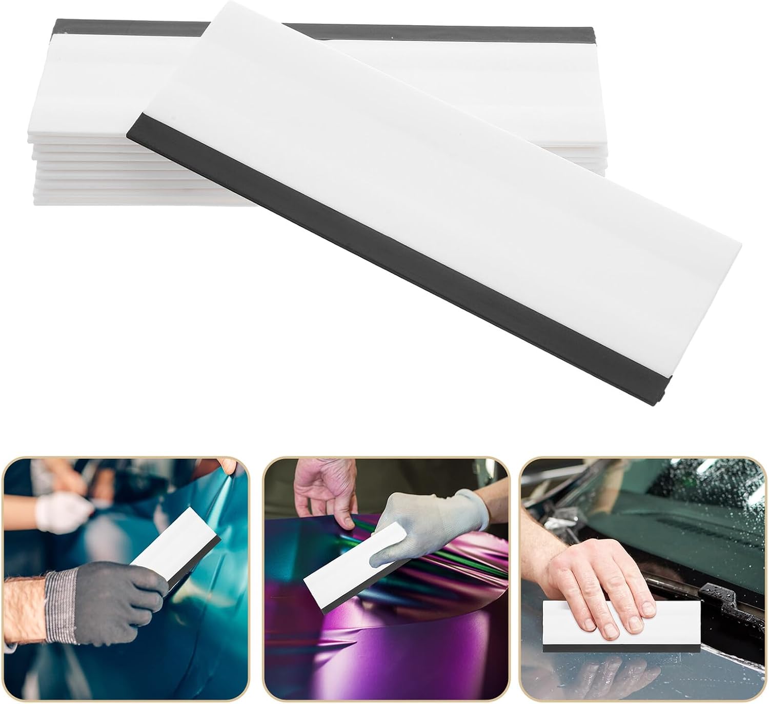 CALLARON 10pcs Car Window Film Tinting Tools Rectangular Rubber Squeegee Vinyl Applicator Auto Glass Privacy Film Installation Kit for Automotive Wrapping