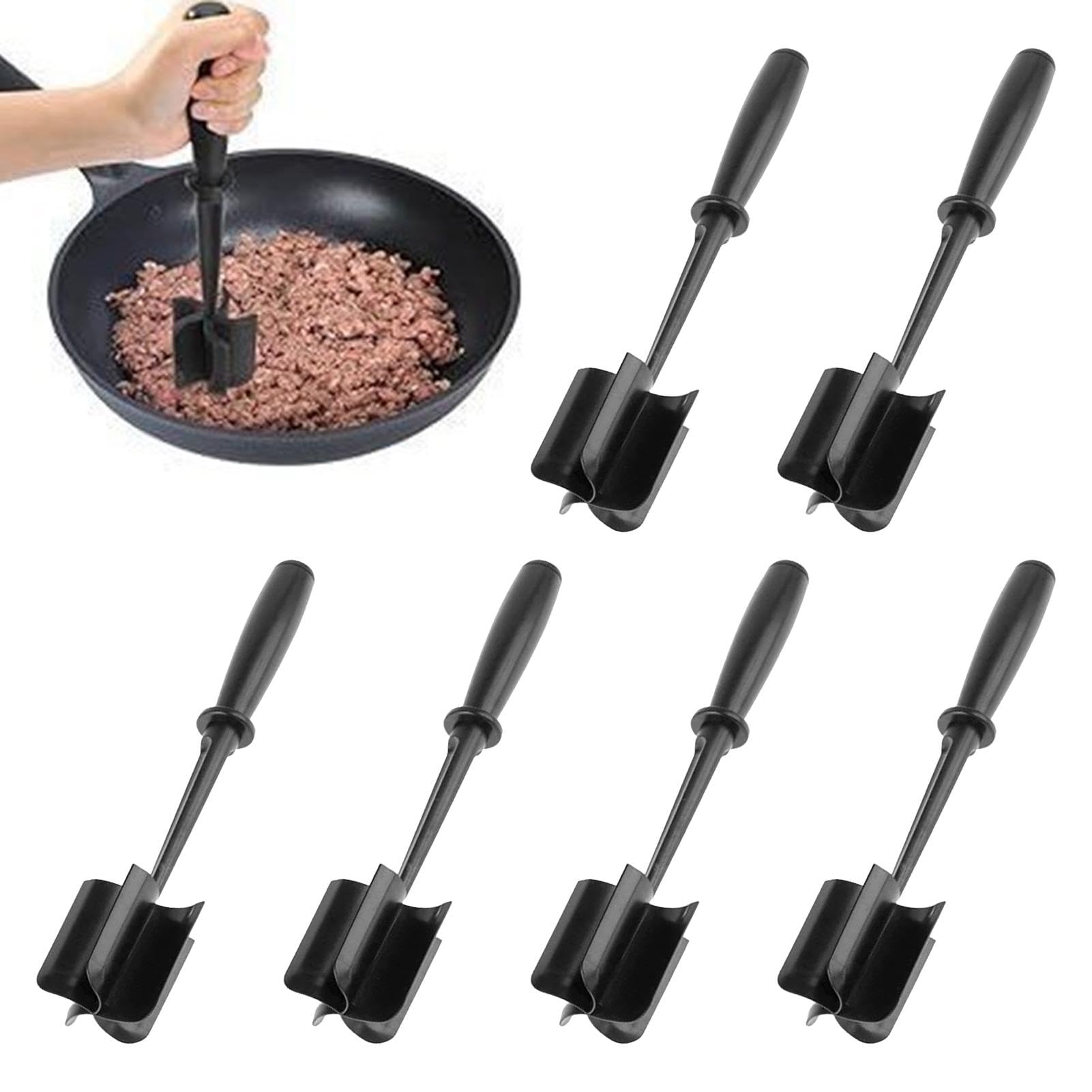 Meat Chopper,6Pcs Heat Resistant Hamburger Grinder,Ground Beef Smasher,Meat Masher for Hamburger Meats,Burger Grinder,Non Stick Mix Chopper,Mix and Chop Potato Masher Tool for Cook