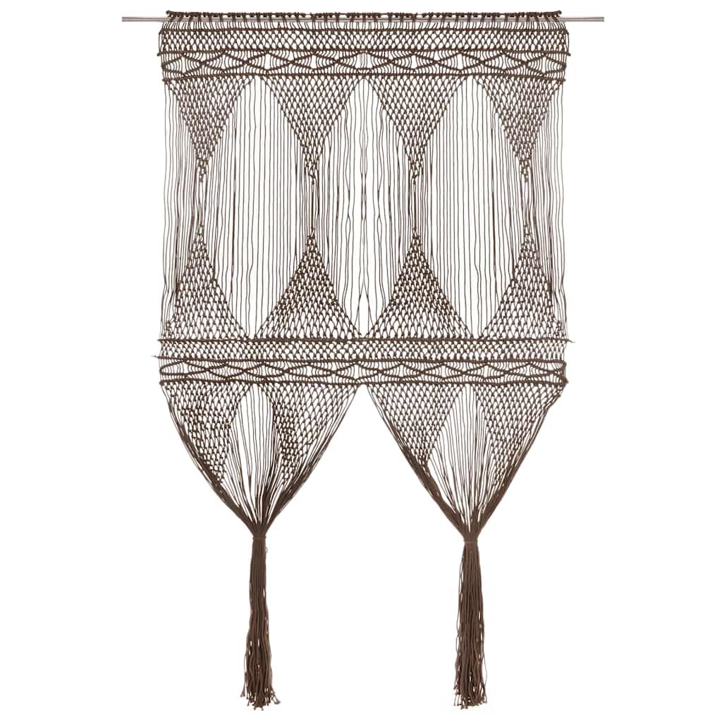 Rideau en macramé occultant léger en coton taupe pour réchauffer le salon