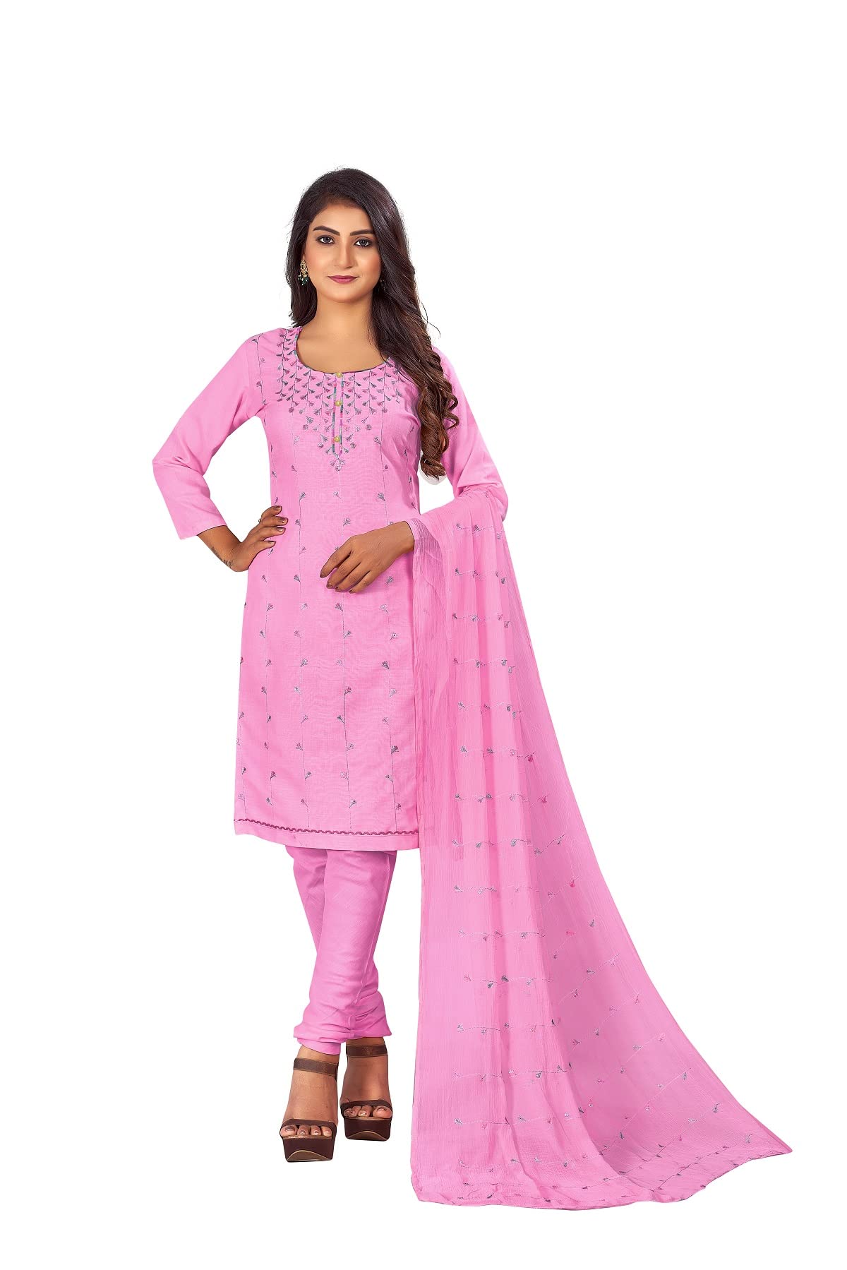 Brei's WomensCotton Embroidered Un-Stitched Dress Material with Embroidered Dupatta -br_NitiSH NX.18097