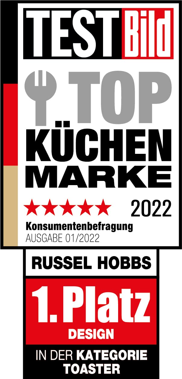 Russell Hobbs Toaster [für 2 Scheiben] Inspire Weiss mit hochwertiger Hochglanz-Struktur (extra breite Toastschlitze, inkl. Brötchenaufsatz, 6 Bräunungsstufen + Auftau- & Aufwärmfunktion) 24370-56