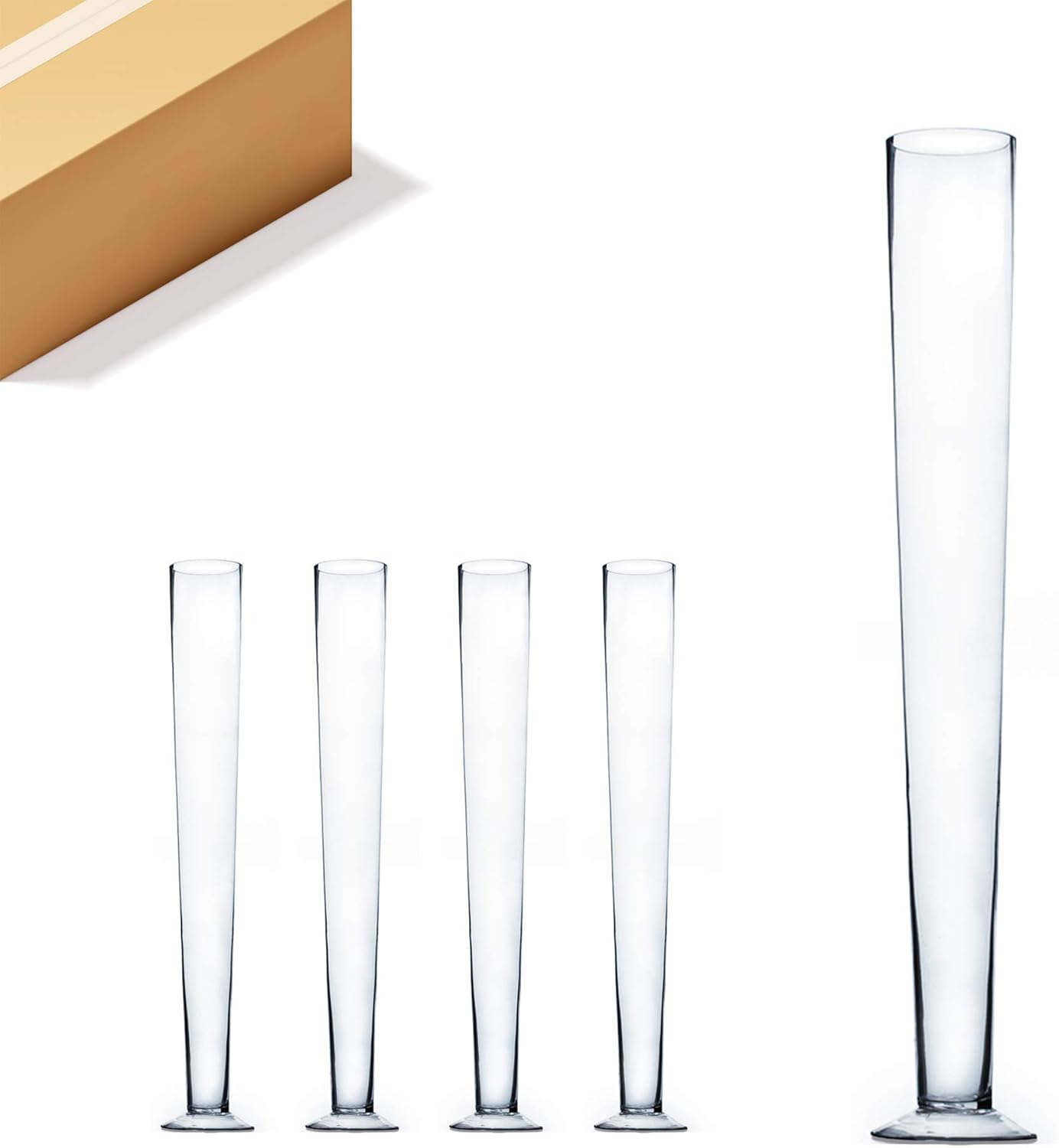 WGV Trumpet Glass Vase, Open 4", Height 27", (Multiple Sizes Choices) Clear Tall Pilsner Floral Planter Container Centerpiece, Wedding Event Home Decor, 1 Piece (VTV0427)