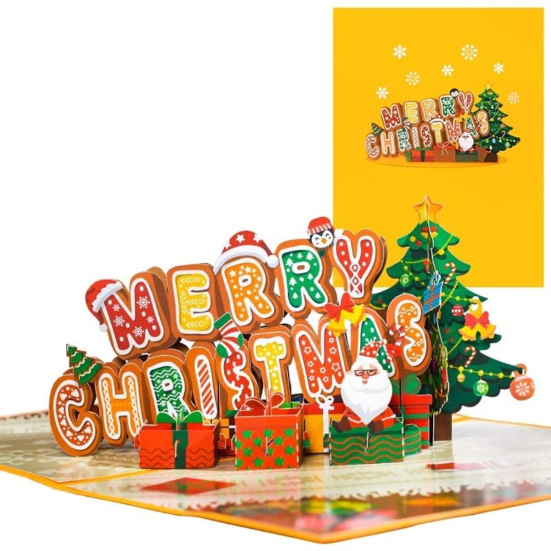 Glückwunschkarte Pop Up Weihnachtskarte 3D Gruß Geschenkkarten for Urlaub Winter Neues Jahr Frohe Weihnachten Karten (10 Packung)