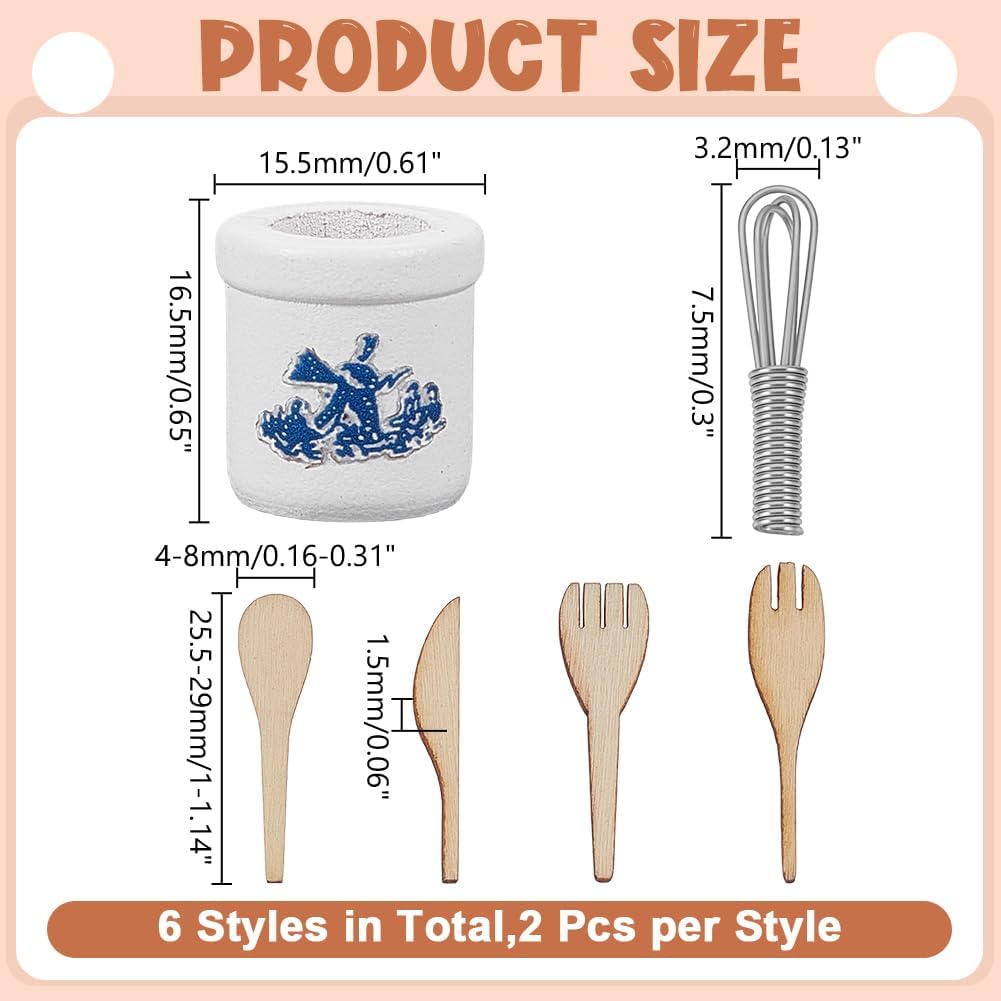 2 Set 1:12 Scale Miniature Kitchen Utensils for Dollhouse Decor image 2