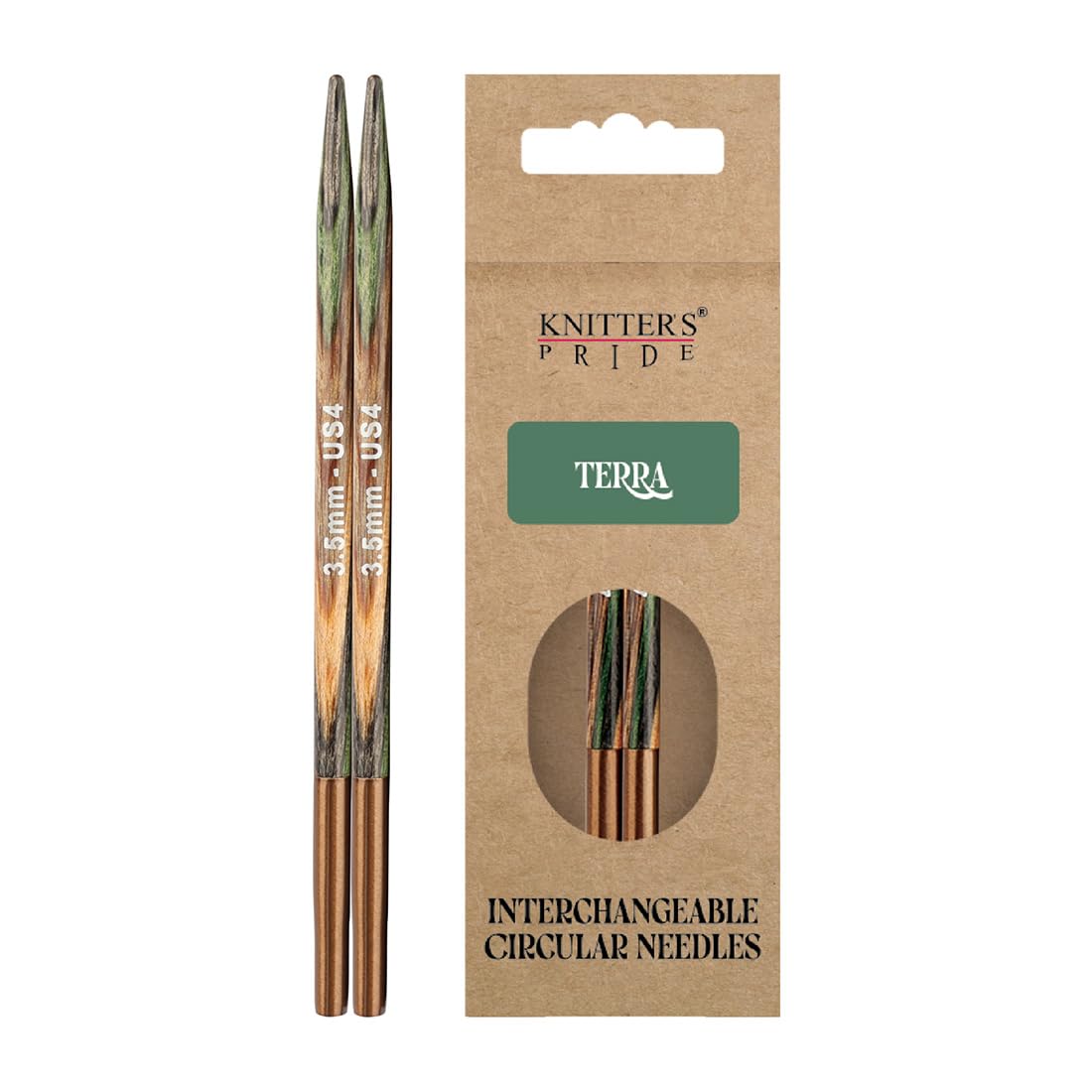 Knitter's Pride Green/Brown Terra Special Interchangeable Knitting Needle Tips 3.5 Mm, 10 Cm - 1 Piece
