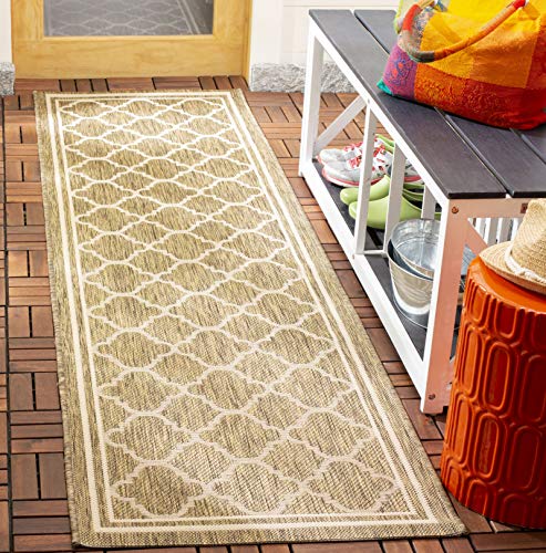 Safavieh Courtyard Collection CY6918-242 Indoor/Outdoor Runner, 2' 3" x 20', Brown/Bone