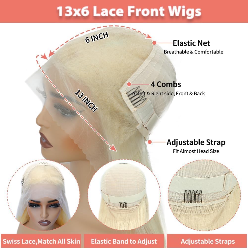 Blonde Wig Human Hair 613 13x6 HD Lace Frontal Body Wave Wig For Women Human Hair Glueless 180% Density Real 22 Inch - Image 3