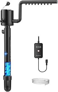 OMECO 5-in-1 Aquarium Innenfilter mit 6W U-V-Sterilisator und timer,500L/H UVC Klärer Aquarium filter für 60L-150L Aquarien,aquarium pumpe mit Belüftung und Regendusche