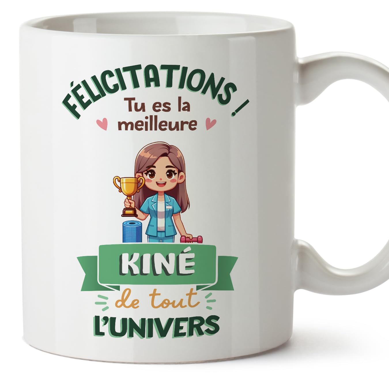 MUGFFINS Physiotherapist Woman Mug - in French - Meilleur Univers Trophée - Funny Gift for Colleagues - Ceramic 11oz Mug — image 1
