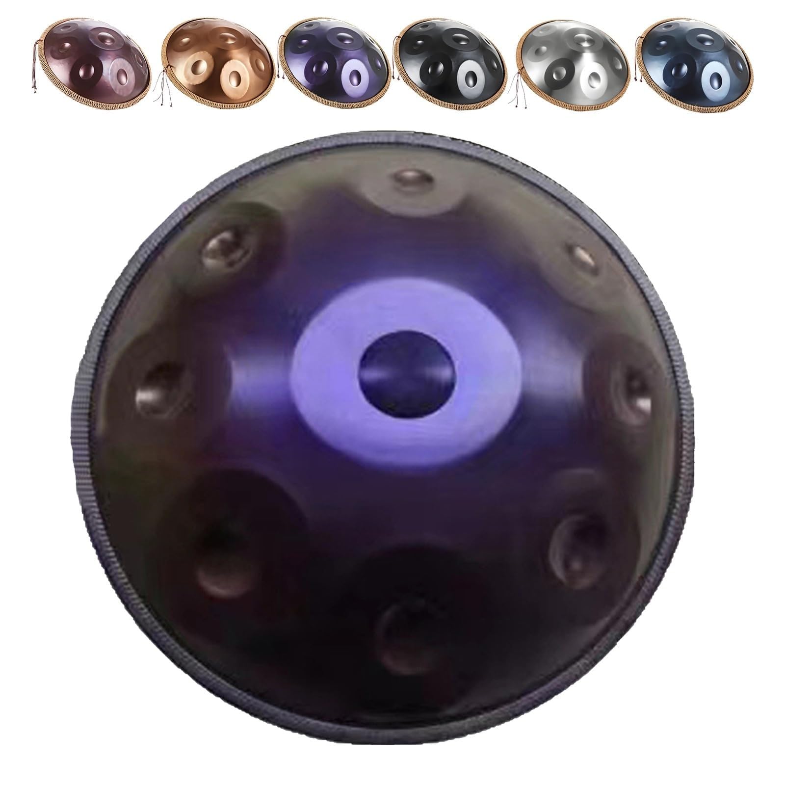22 Pollici 9/10/12 Note Strumento A Percussione Handpan Per Adulti, Tamburo Handpan In Acciaio Da 440 Hz/432 Hz, Percussioni Armoniche In Re Minore Per Principianti(Deep purple,10 notes(440HZ))