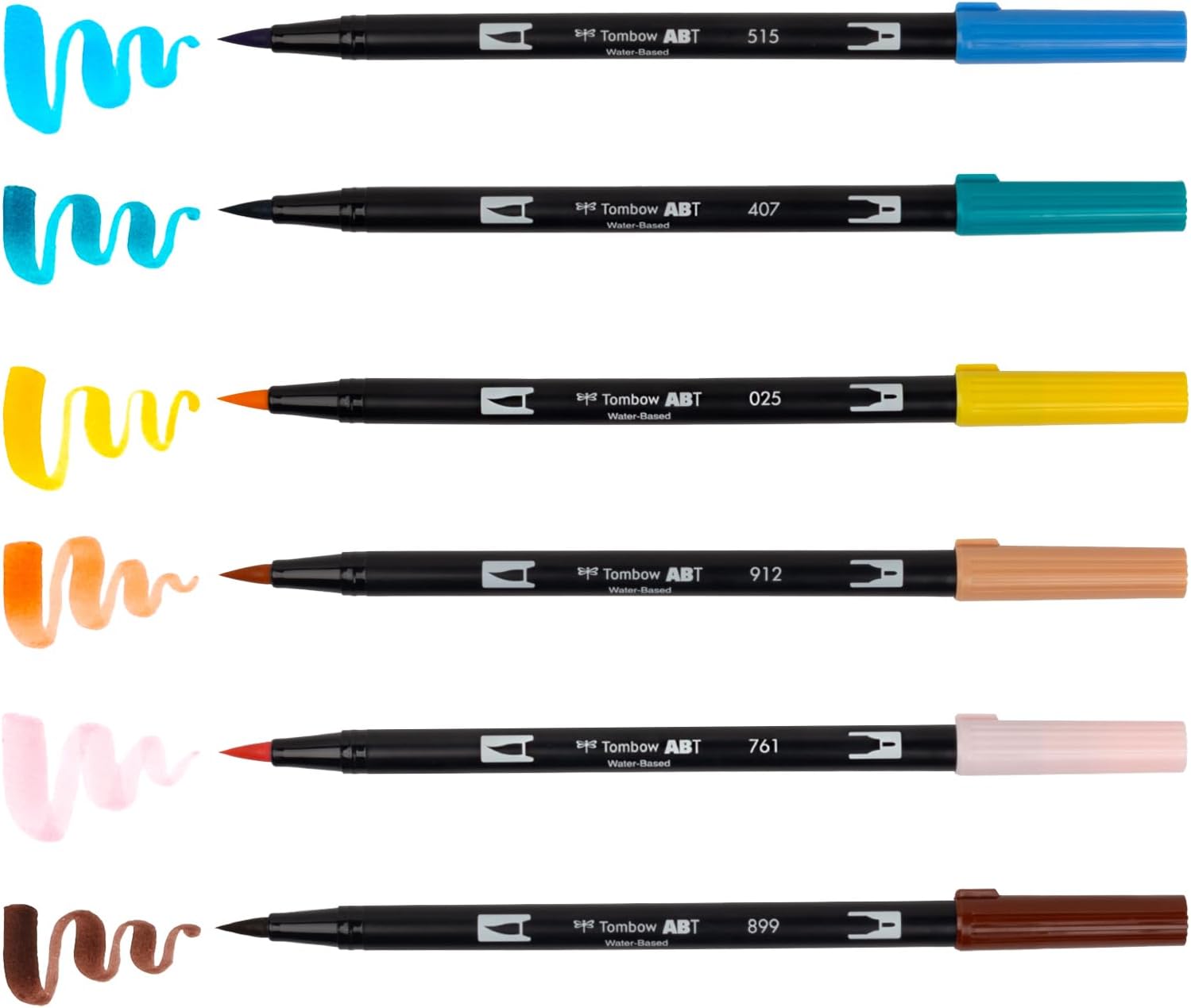 Tombow 72561 Dual Brush Pen Art Markers, Manga Illustration, Bird 6-Pack