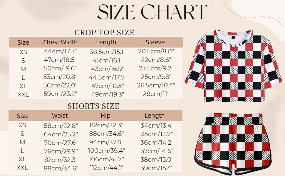 AMOMA Women's Plaid Argyle Crop Top T-Shirt and Shorts Tracksuit Two Pieces Sets Outfits3