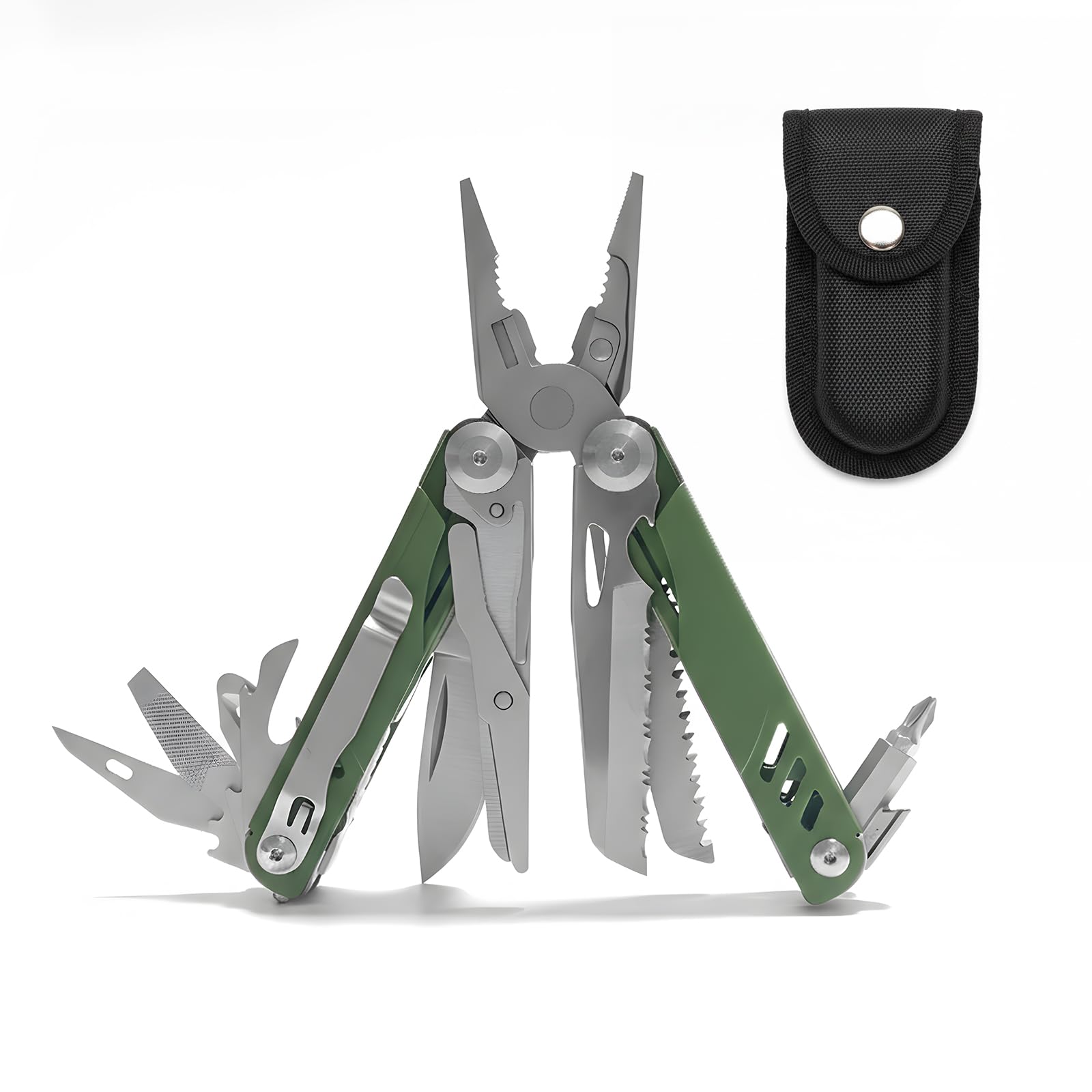 Multitarea 18 en 1 con cuchillo: herramienta multifuncional de acero inoxidable para uso diario (EDC)