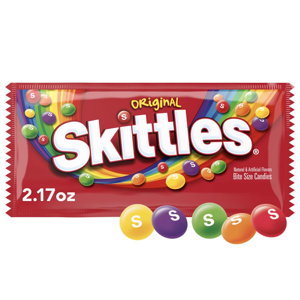 SKITTLES Original Chewy Candy Movie Night Snack Road Trip Treat, Candy for Lunch Box, Full Size, 2.17 oz Bag