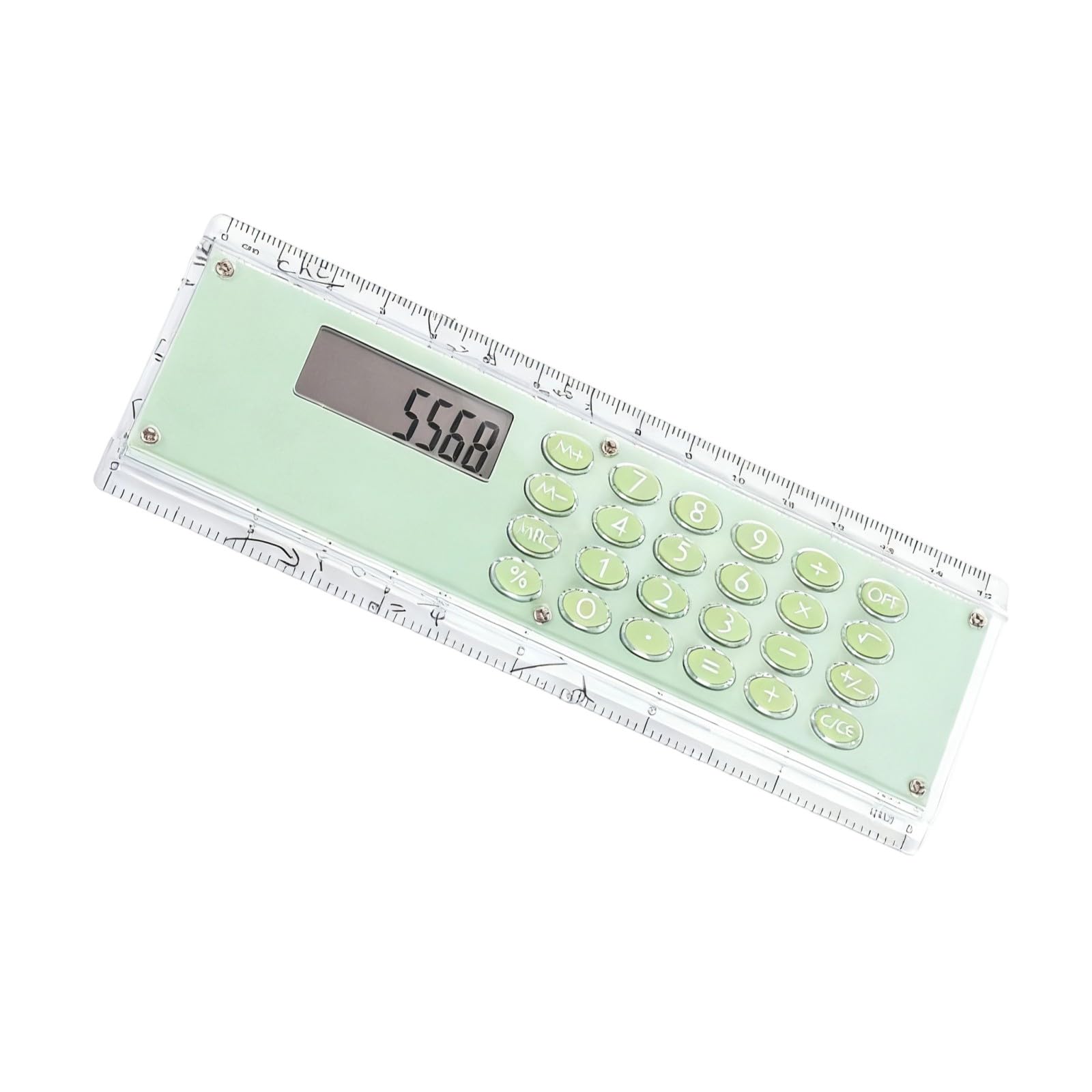 Rafgaldex Green Creative Double Scale 15Cm Ruler And Digital Calculator Space Saving For Learning Projects Double Scale Measuring Ruler And Electronic Calculator