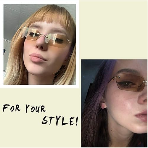 Miniatura 5 de FEISEDY Gafas de sol retro pequeñas sin borde estrecho lentes transparentes gafas de sol rectangulares vintage para mujeres y hombres B2643