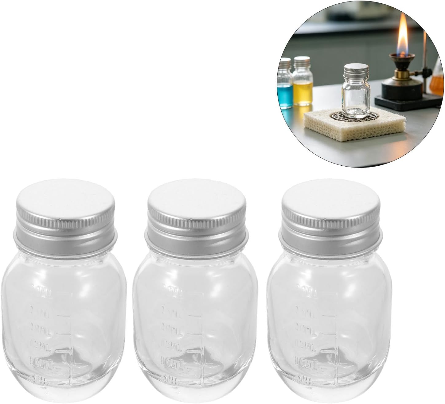 Alipis 12pcs 30ml Glass Sample Bottles with Wide Mouth and Screw Cap, Reusable Glass Storage Jars for Lab Essentials and Travel, Easy Clean Liquid Vials