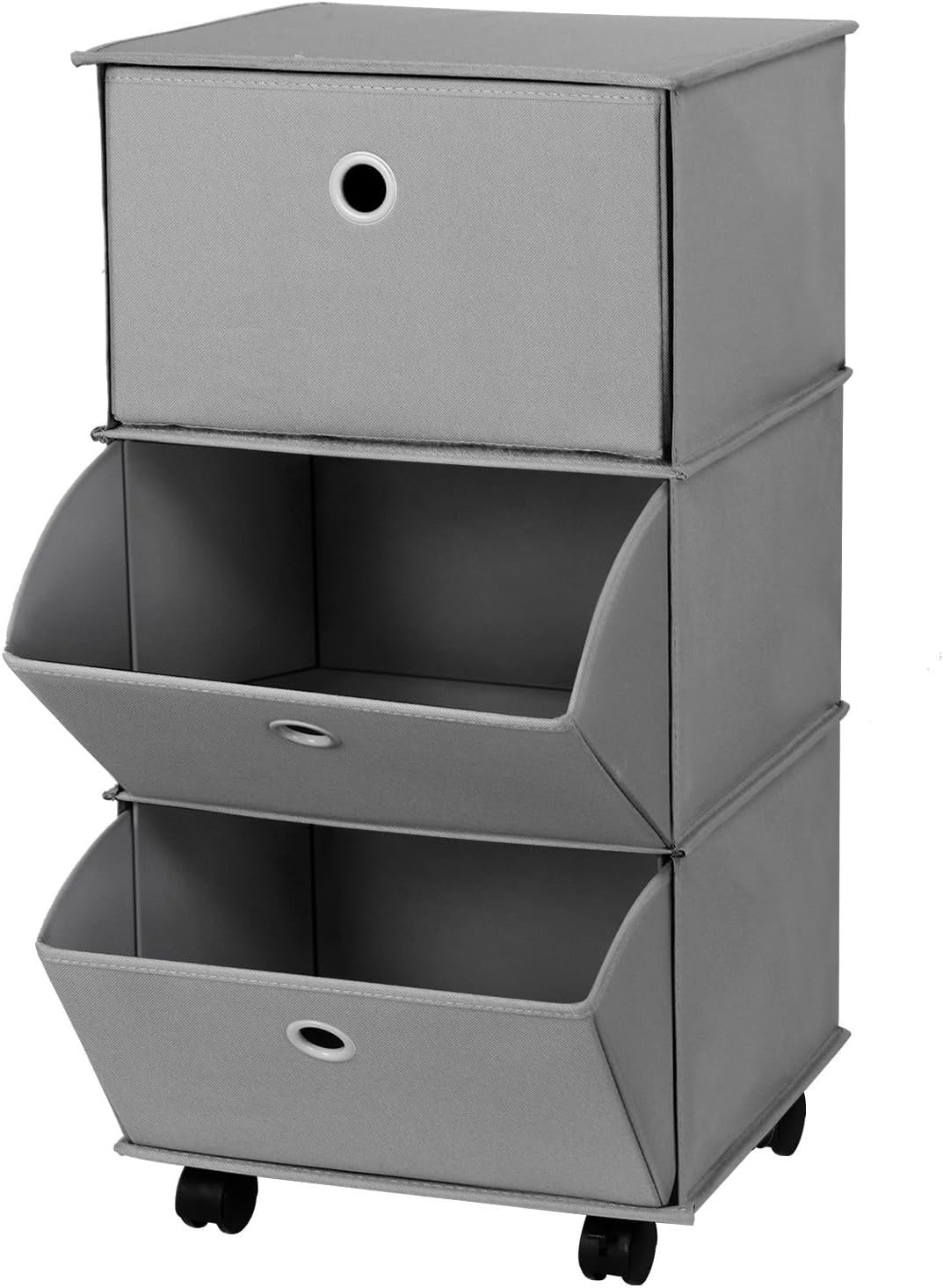 JOMOLA Rolling Storage Cart with 3 Drawers, Utility Cart with Wheels, Fabric Storage
