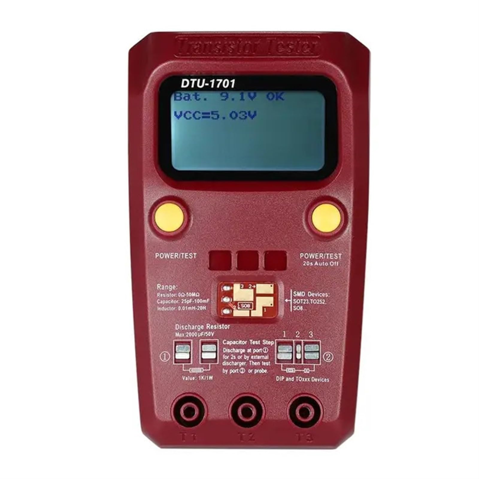 Multimetr cyfrowy, Tester tranzystorów DTU1701 MOSFET Trioda LCR indukcyjność rezystancja pojemność SCR miernik ESR SMD Wielofunkcyjny tester Wszechstronne możliwości pomiarowe