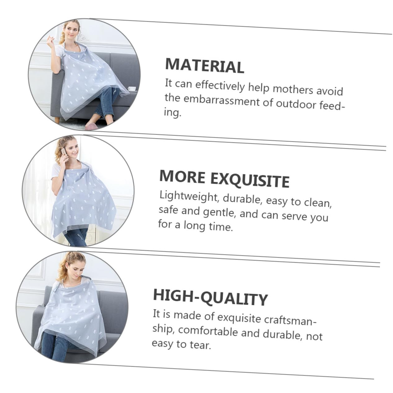 Toyvian Mom Multi-Functional Nursing Cover Stylish Feeding Cloak for Breastfeeding Chic Design Breathable Muslin Go Moms