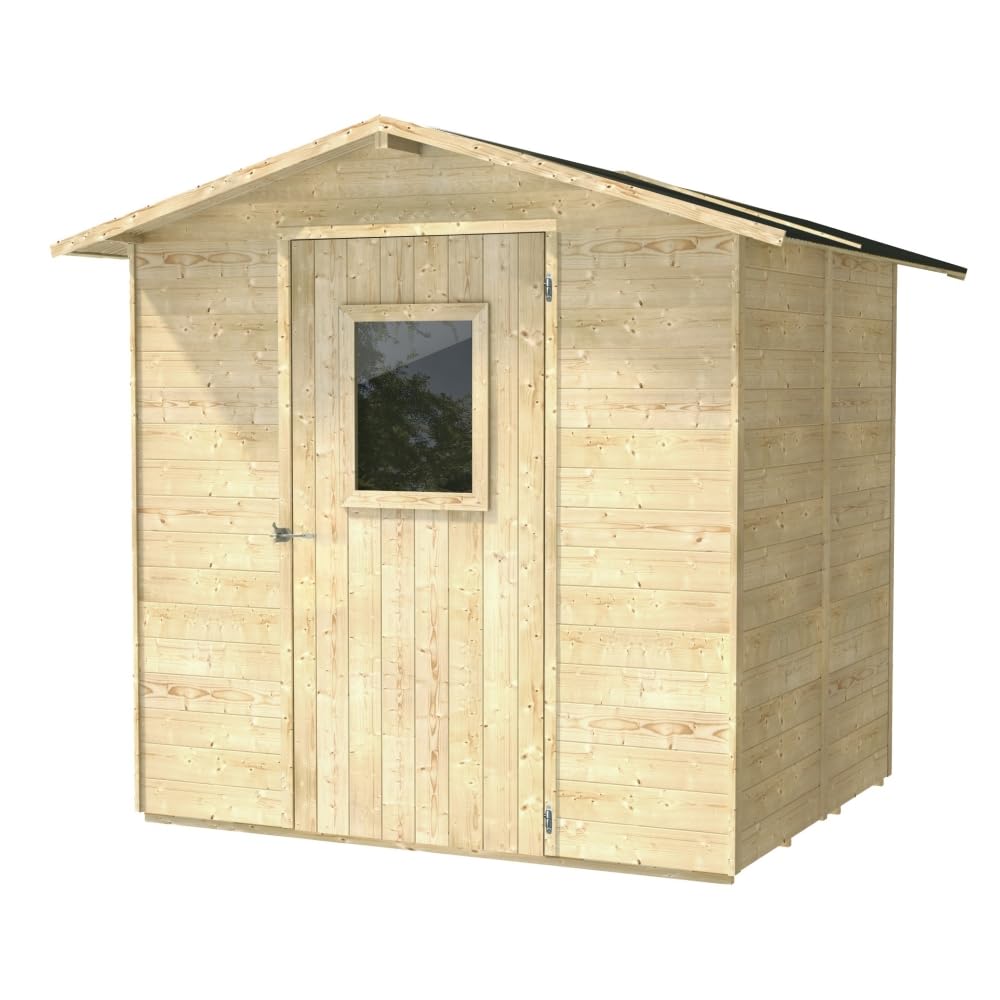 Caseta de madera 2 x 2 Box cobertizo de madera para herramientas con puerta y ventana Jade 200 x 207 x 214 cm