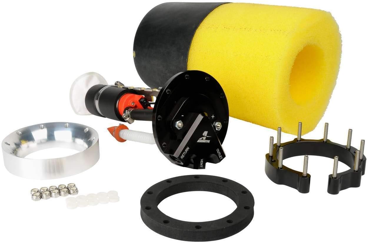 Aeromotive Phantom 340 In-Tank Fuel Pump System - 340 LPH Electric Fuel Pump Kit for EFI/Carbureted Return Style Systems, Universal 6-10" Tanks, ORB-06 Ports, Gas or E85 - 18688