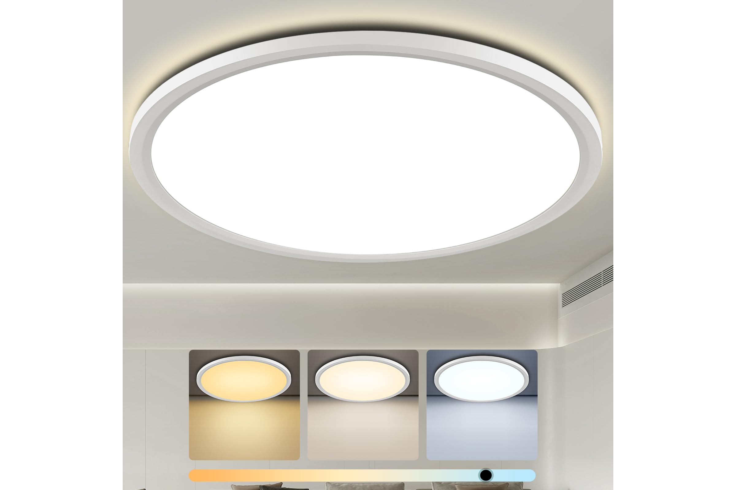 Oumida LED Ceiling Light,3000K/4000K/6500K 3 Color Temperature, Waterproof IP54 LED Ceiling Lamp, Modern,Round Flush Ceiling Light for Bathroom, Living Room,Bedroom, Kitchen, Hallway, Office (%30cm)